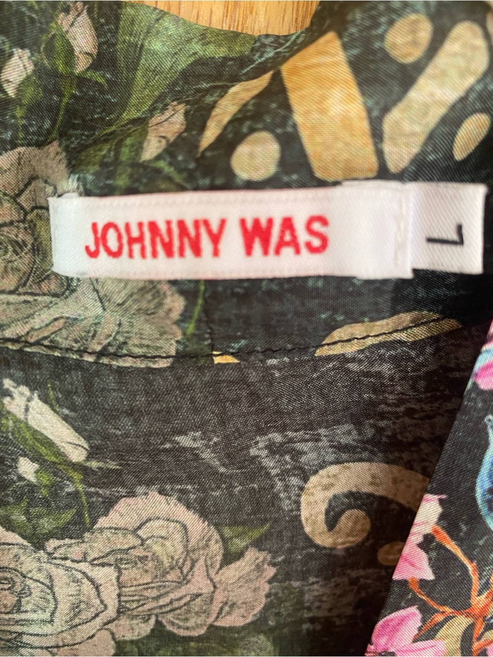 NWOT Johnny Was Black Floral Patchwork Silk Kimono size L - Picture 2 of 16